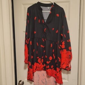Black and Red Long Sleeve Tunic